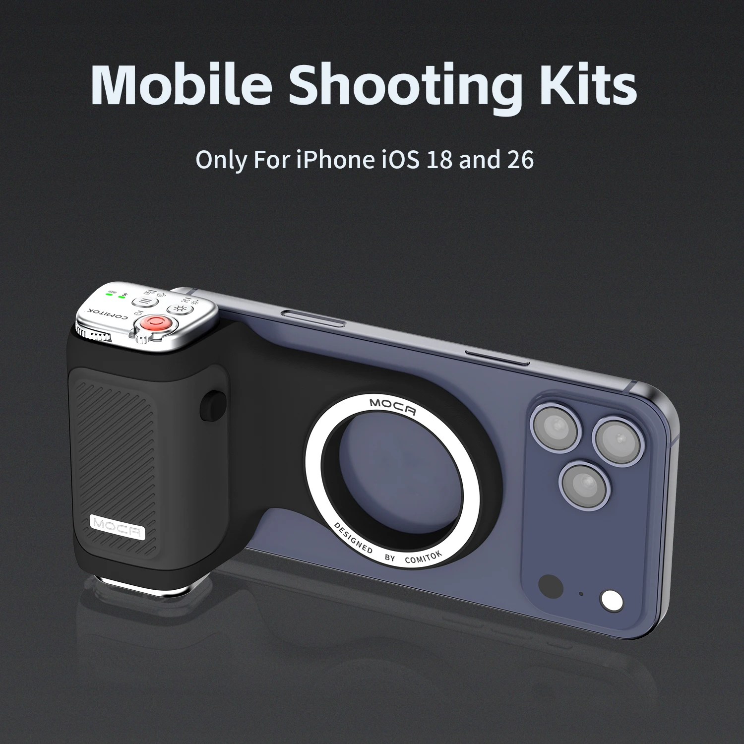 قبضة هاتف COMITOK المغناطيسية مع مقبض تصوير محمول للتحكم عن بعد لمقاطع فيديو مدونة فيديو iPhone، عملية سهلة بيد واحدة