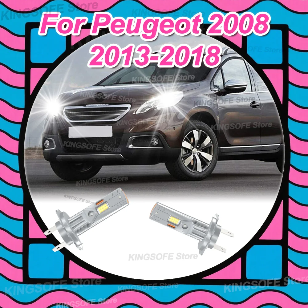 

2 шт. светодиодные лампы автомобильные фары 6000K для Peugeot 2008 2013 2014 2015 2016 2017 2018