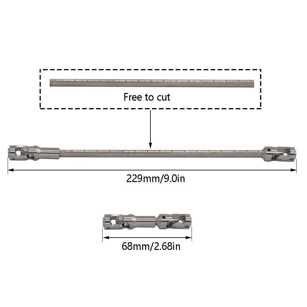 Kruiskoppeling Aandrijfas Rvs DIY Cut Lengte Aandrijfas voor 1/10 LCG RC Crawler Robot SCX10 I II III TRX4 Capra