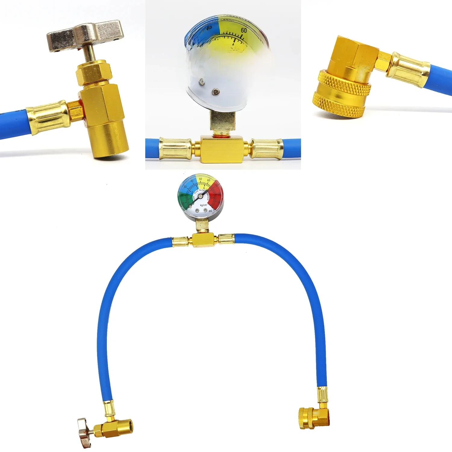 Refroidisseur de gaz de climatiseur R134A, avec jauge de mesure, tuyau de charge de réfrigérant de voiture, tuyau de Recharge AC pour voiture et Automobile