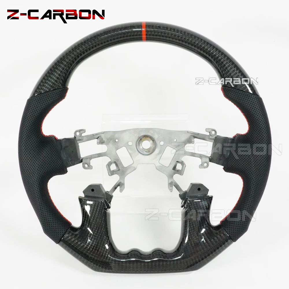 

LED Steering Wheel Carbon Fiber For Nissan Patrol Y62 2012-2018 Perforated Leather Steering Wheel Interior Modification