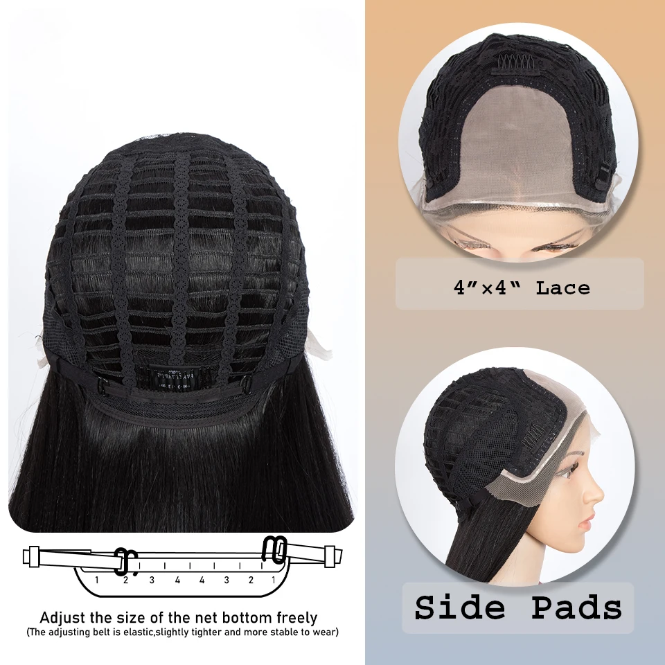 Wig lurus sintetis 28 inci Wig Ombre pirang panjang untuk wanita Wig Cosplay depan renda sintetis rambut serat tahan panas Wig harian