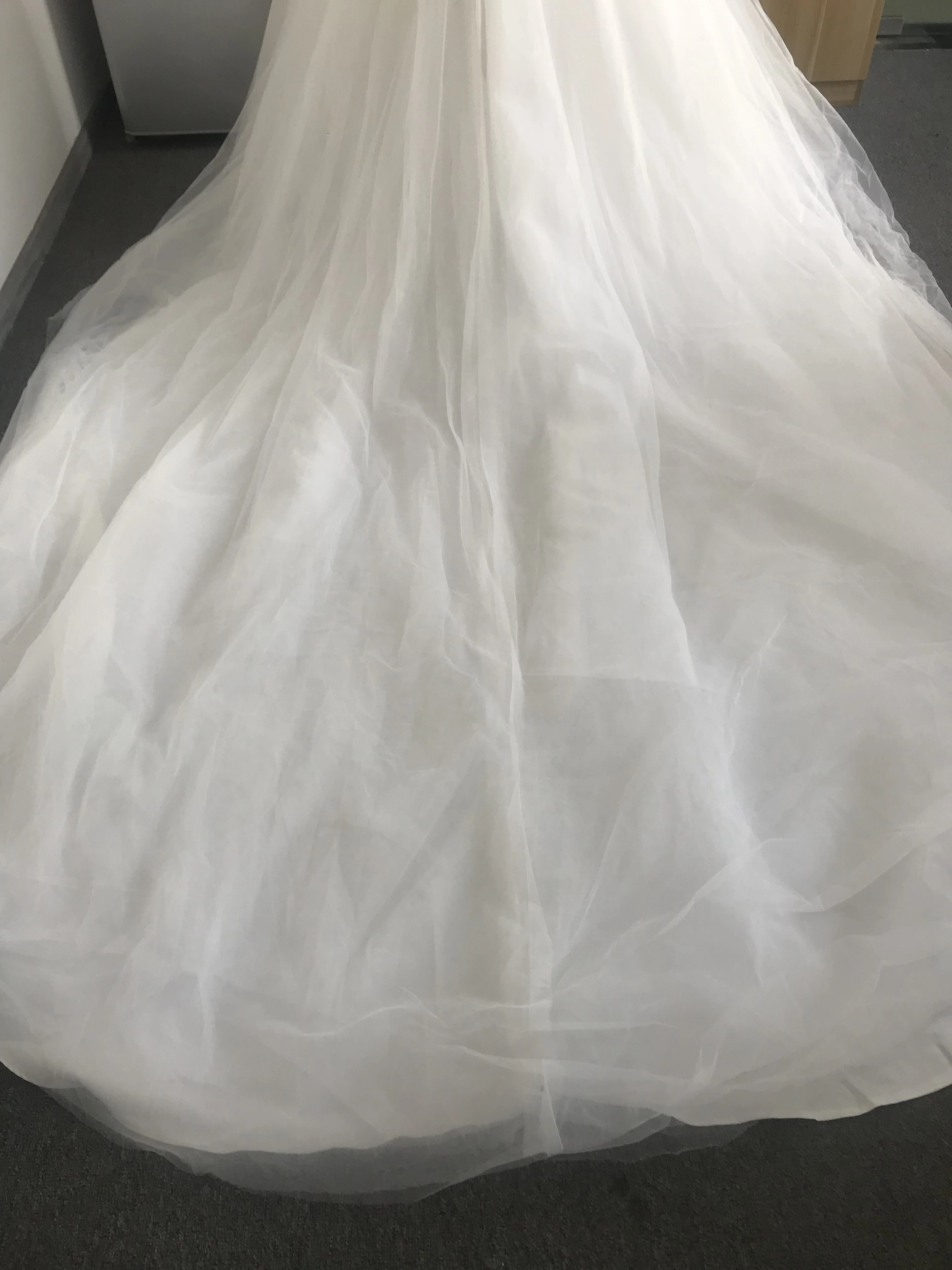 Vestido de novia de 150CM de largo, traje de novia con cristales de tul blanco, 2022 listo para enviar, WDW009