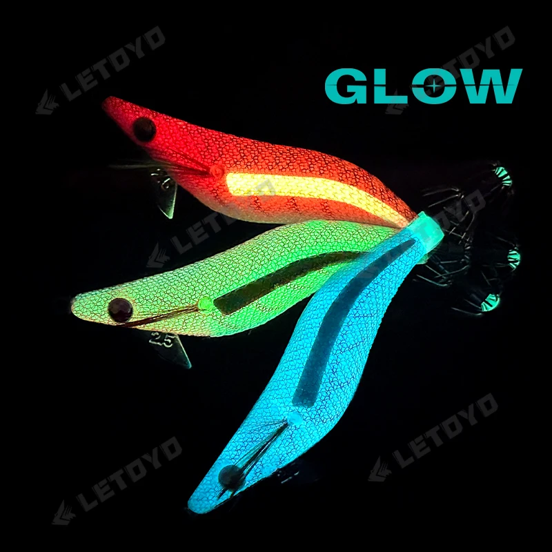 LETOYO-Luminous Isca Artificial, Squid Jig, EGI Squid Bait, Webfoot Octopus Lula Mar Pesca Lure, 3 cores, 2 pcs, 3pcs