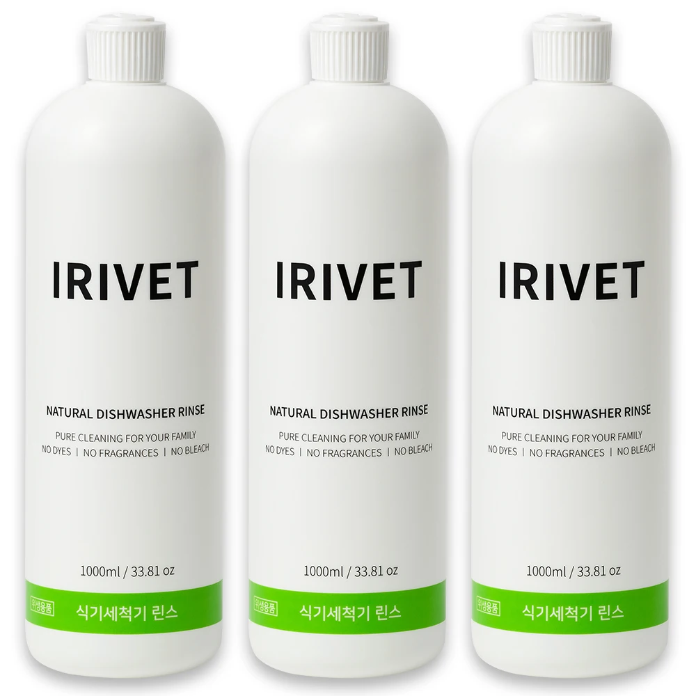 Irivet Natural Dishwasher Wash 1000mL 3 PCs LG Samsung SK, EWG green grade, rinse aid