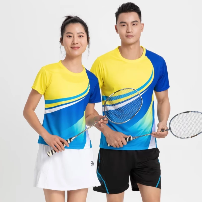 Men Women Badminton T-shirts Shorts Tennis Series 3D Printed  Quick-Drying Set Short Sleeved Round Neck Game Competition Clothes