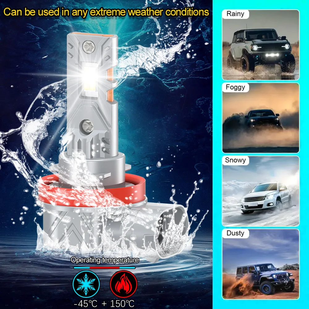 2PCS 45000LM H7 H1 9005 HB3 CANBUS Headlight Bulbs 9006 HB4 H4 Led Lights 6500K White Automobile Fog Light 200W Head Lamp Bulbs - Image 5