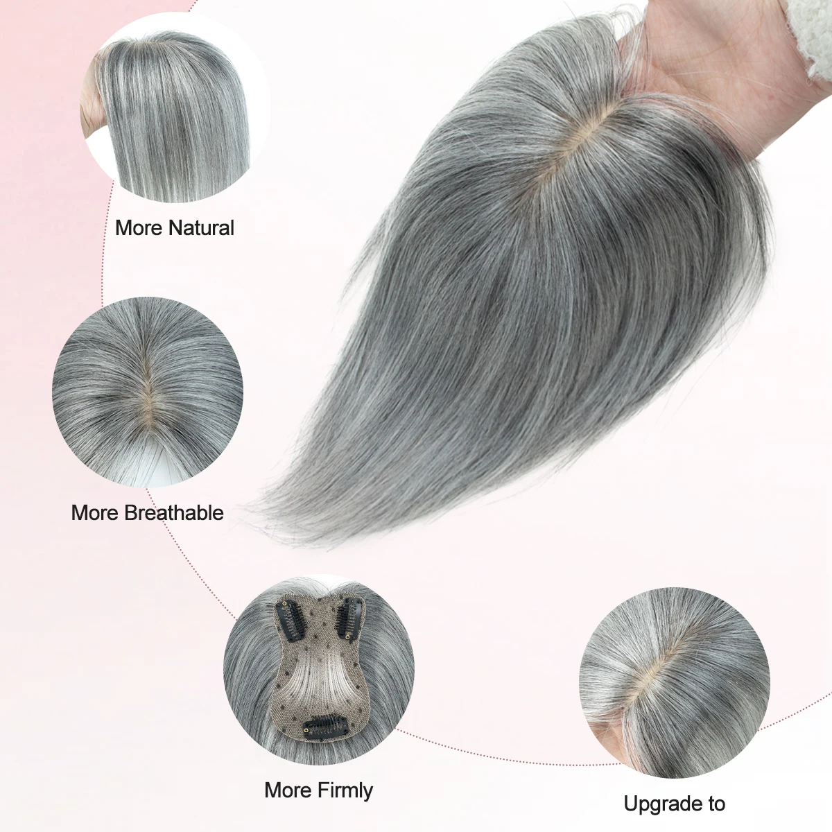 أغطية شعر بشري حقيقي للنساء يوميًا 360 درجة °   قطع شعر ثلاثية الأبعاد مع مشبك الجزء الأوسط لترقية الشعر المرقيق في Bangs20، 25، 30، 35 سم