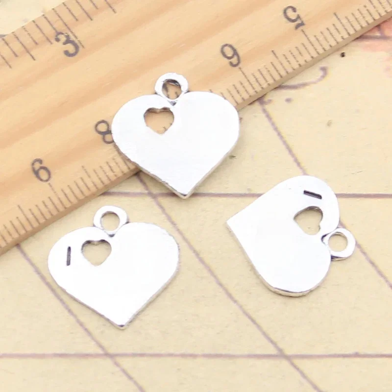 20 sztuk Charms serce kocham tańczyć 17x17mm tybetański srebrny kolor wisiorki antyczne tworzenie biżuterii DIY Handmade Craft — zdjęcie 2