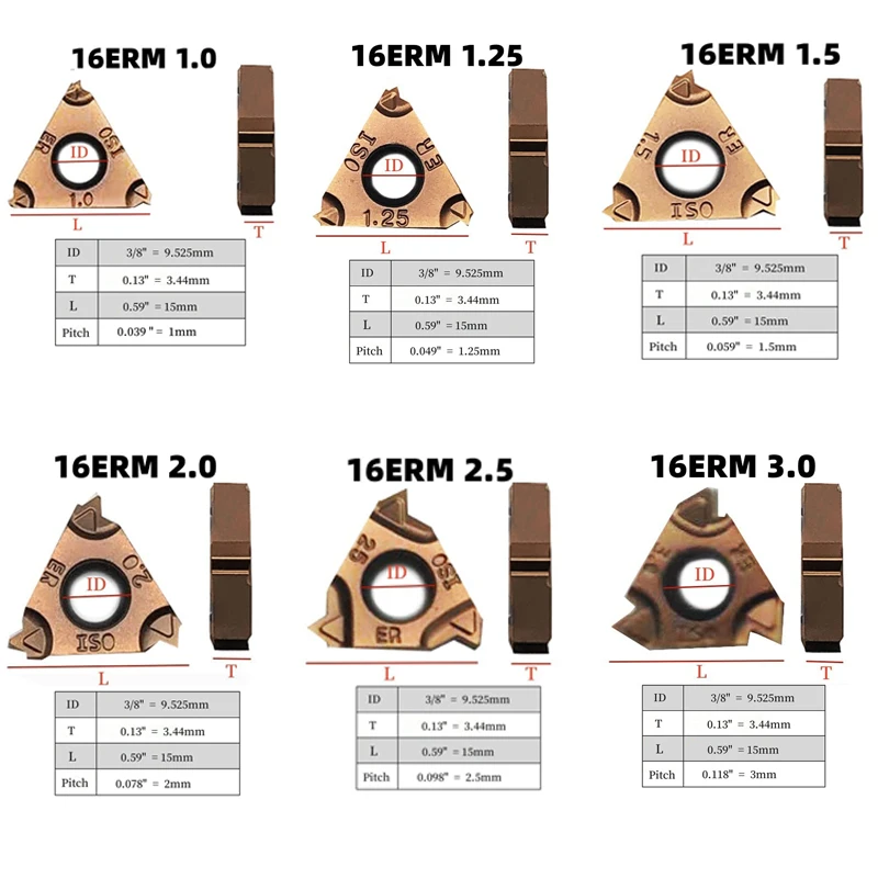 

16ERM 1.0ISO/16ERM 1.25ISO/16ERM 1.5ISO/16ERM 2.0ISO/16ERM 2.5ISO/16ERM 3.0ISO CNC External Threading Carbide Insert
