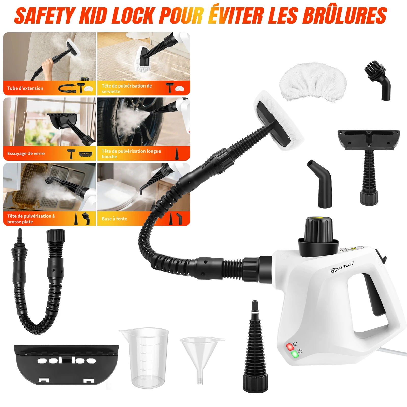 Nettoyeur vapeur 3800W portable, haute température, pour clim, hotte cuisine, auto, sol