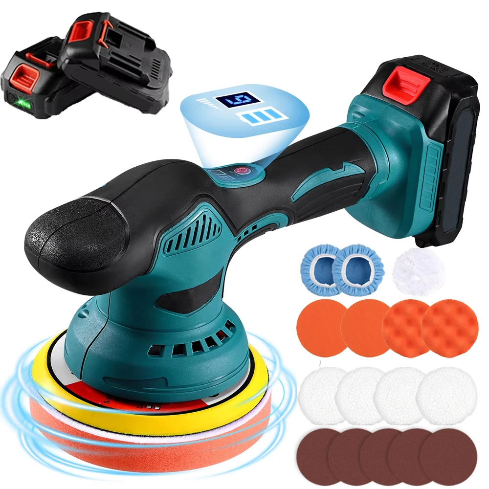 Polisseuse de voiture à 6 vitesses, affichage numérique, polisseuse électrique sans fil, machine à polir et cirer les voitures, pour batterie Makita 21V
