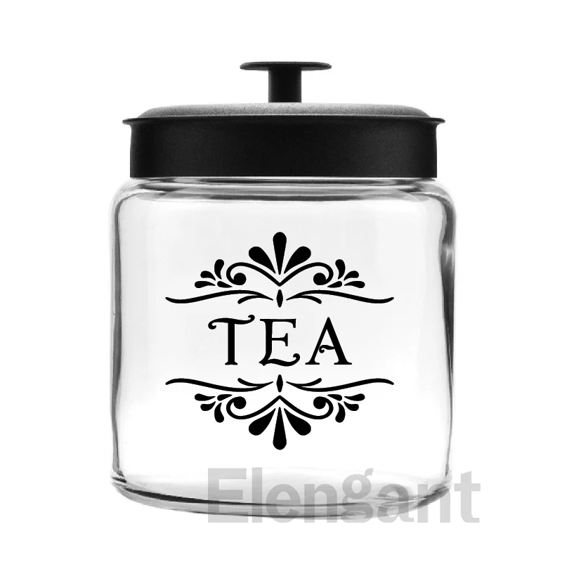 Coffee, Tea, Flour, Sugar Vinyl Art Decals For Canisters Pantry Labels Stickers Kitchen Canisters Decal Labels Decor