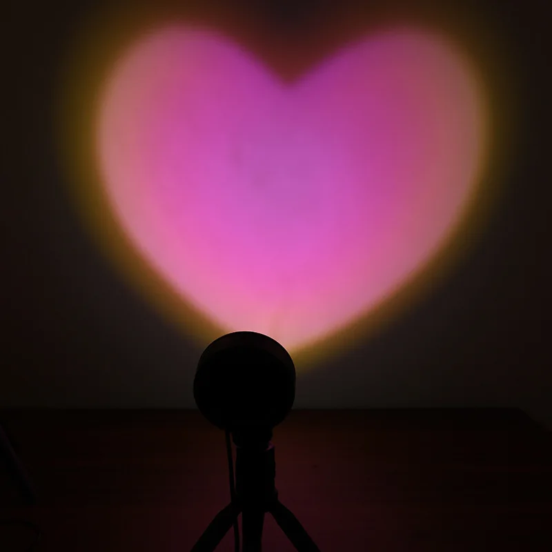 Heart-shaped Table Lamp Projector Sunset Lamp Ambient Night Light Photography Party Bedroom Xmas Room Home Decor