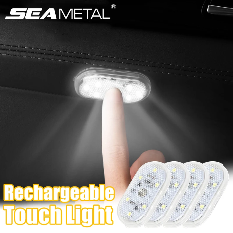 SEAMETAL Mini Touch Light for Car USB Rechargeable Led Light Magnetic Reading Lamp Gentle Illumination for Car Floor Trunk Hood