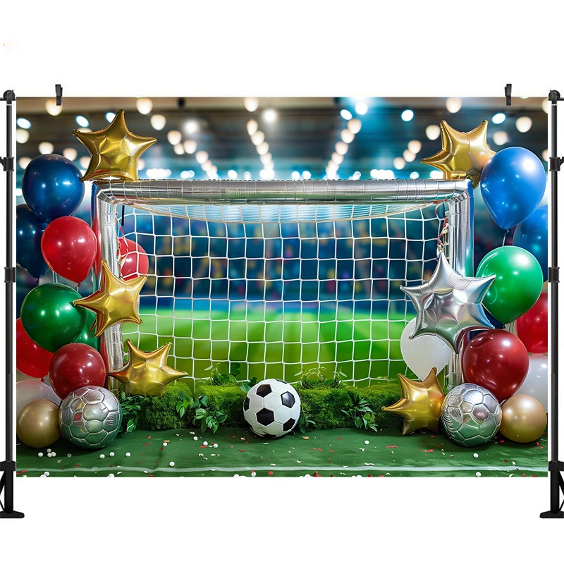 LS  Photography Background Sports Football Boys Birthday Party Balloons Cake Smash Portrait Decor Backdrop Photo Studio