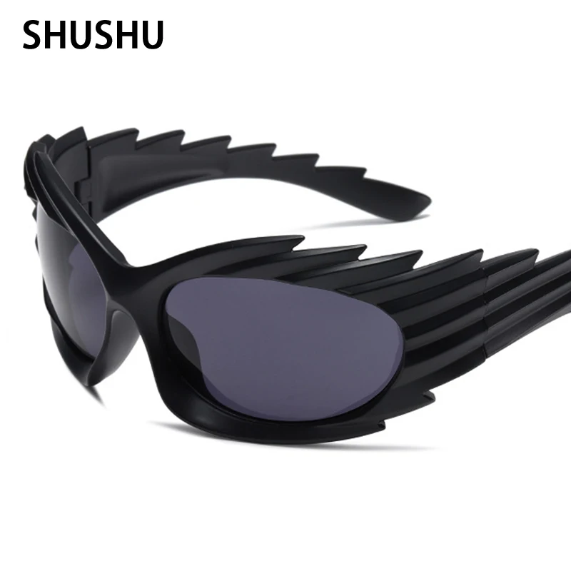 FC23 Y2K Women's Unique Glasses Hedgehog Flame Sunglasses Vintage Surround Cateye Glasses Men's Sun Shade UV400