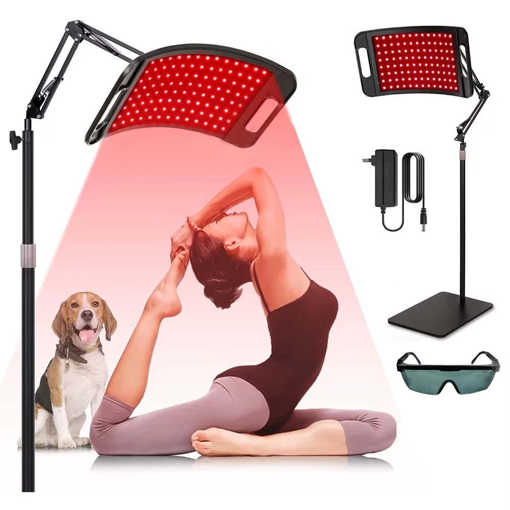 Rotlichttherapie-Lampe für den Körper, 660 & 850 nm Rot- und Infrarot 2-in-1 Lichttherapie-Lampe mit verstellbarem Ständer - für Gesicht und Körper