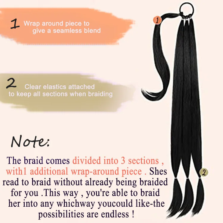 Synthetic Long Hollywood Wave Ponytail Extension Wrap Around Ponytail Clip in Hair Extensions for Women