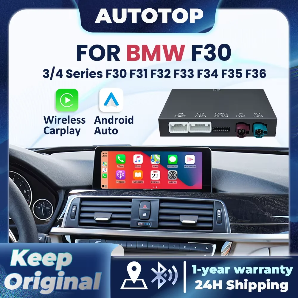 Décodeur sans fil CarPlay Android Auto pour BMW Série 3 4 F30 F31 F32 F33 F34 F35 F36 G20 G22 NBT EVO BT Mirror Link Module auto