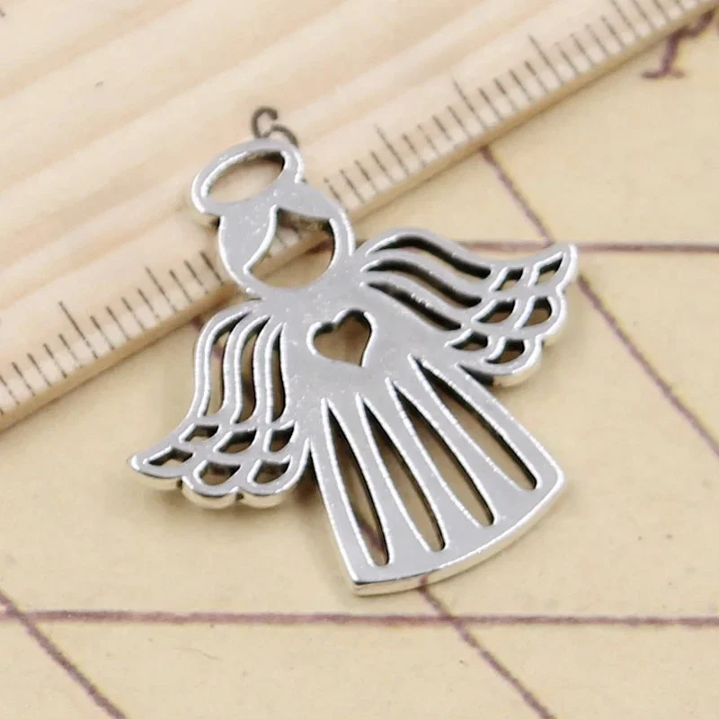 10 sztuk Charms miłość serce anioł 27x28mm tybetański srebrny kolor wisiorki antyczna biżuteria Making DIY Handmade Craft — zdjęcie 2