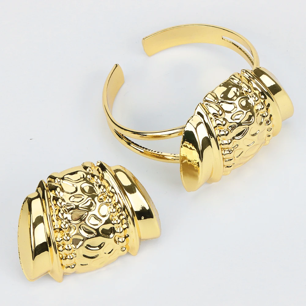 

18K Gold African Jewelry Set for Women – Pendant Necklace & Earring Set with Bracelet Ring, Dubai Bridal Party Gift