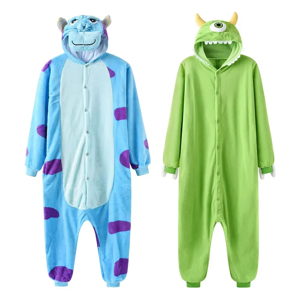 Sully Mike Kigurumis Cartoon Onesie Unisex Paar Insgesamt Winter Lustige Nette Homewear Monster Tier