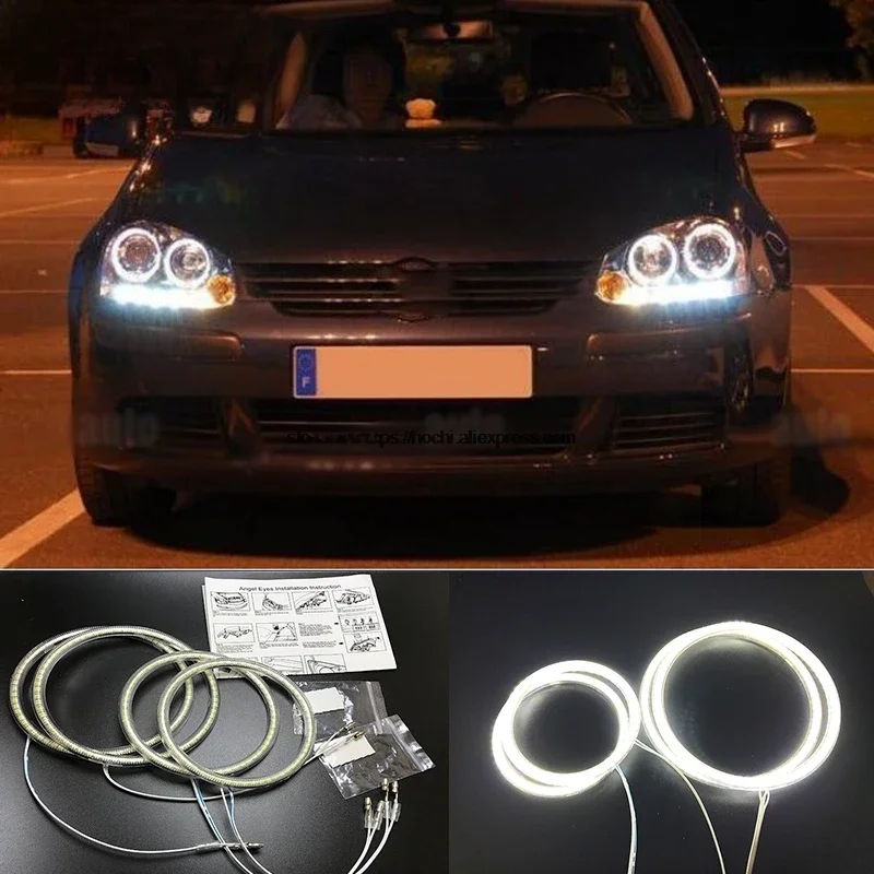 HochiTech dla Volkswagen VW golf 5 MK5 2003-2009 Ultra jasne białe diody LED SMD zestaw pierścieni anioła światła do jazdy dziennej DRL — zdjęcie 2