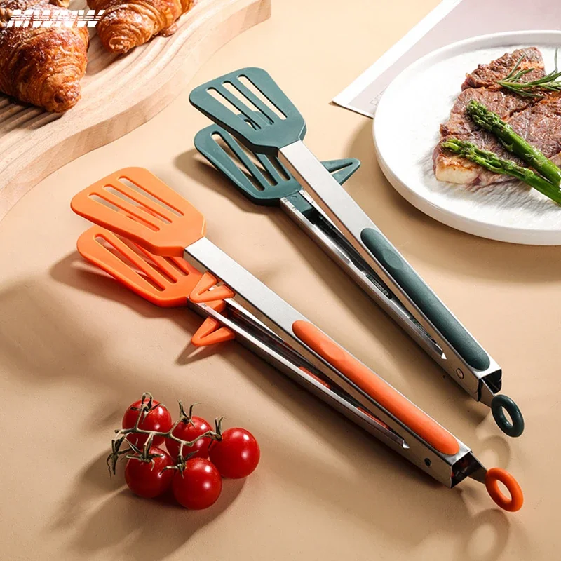 Clip alimentaire en Silicone, 9 pouces, vert Orange, avec support, pour la cuisine, résistant aux hautes températures, Anti-brûlure, pour Barbecue