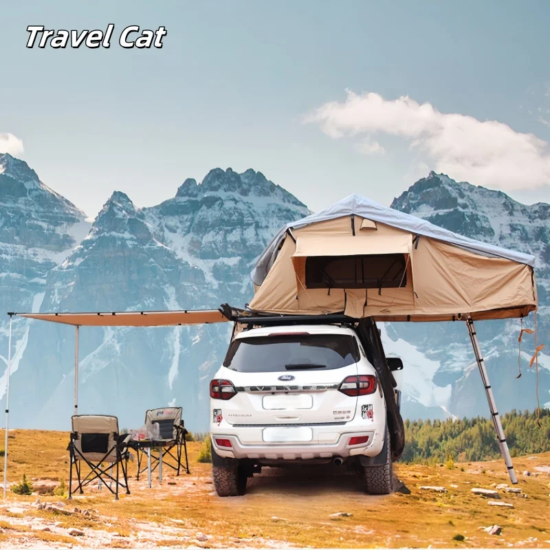 

Travel Cat 4 Person Aluminum Clamshell Hard Shell Roof Top Tent Car Hardshell Rooftop Tent for 4x4 Offroad Camping tent