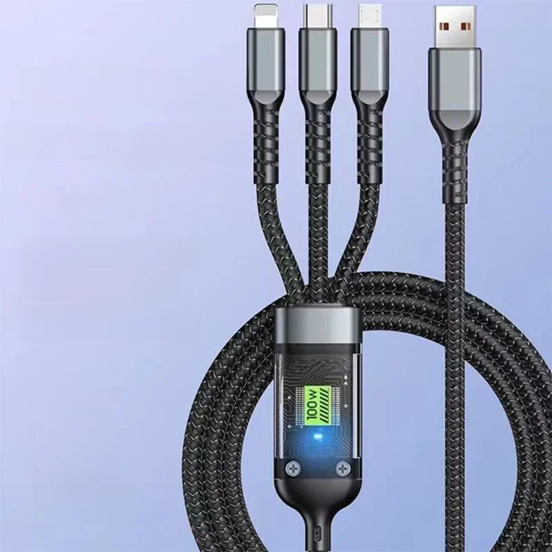 3 in 1 100w Schnell ladekabel USB Typ C Kabel für iPhone Realme Samsung Huawei 50 Pro Micro USB C