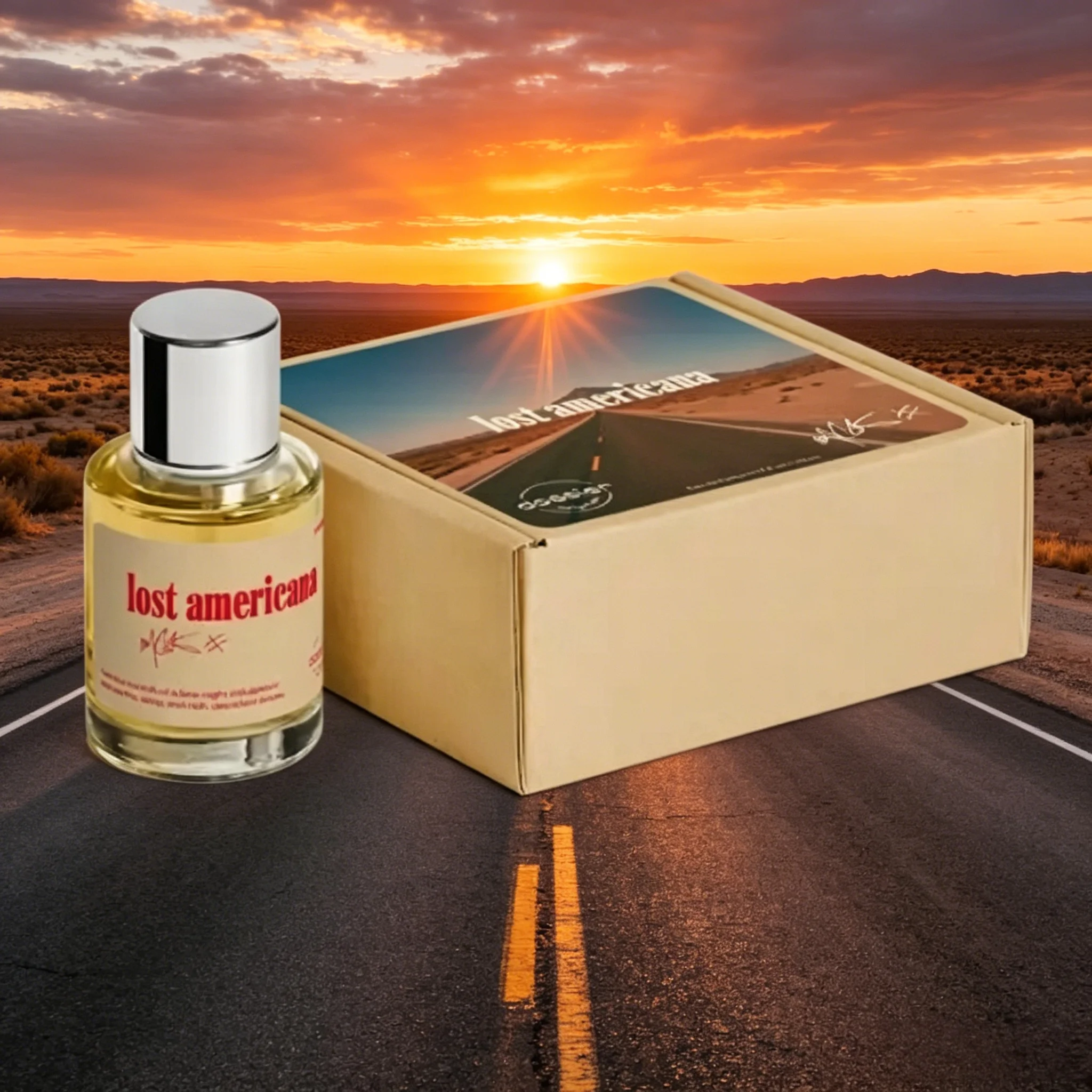 Dossier Lost Americana Unisex Eau de Parfum Fresh Warm Woody Citrus Scent Minimalist Clear Round Bottle Silver Cap Vintage Road Trip Packaging Long Lasting Casual Neutral Fragrance Premium Holiday Gift for Men and Women view 2