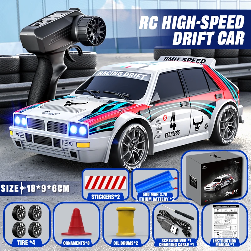 ZNLYRION 204PRO 1:24 4WD RC Drift-Auto 20KM/H Hochgeschwindigkeits-2,4G-Ferngesteuertes Rennauto mit LED-Licht 2 Geschwindigkeitsmodi Austauschbare Reifen Offroad-Fahrzeug Spielzeug Geschenk für