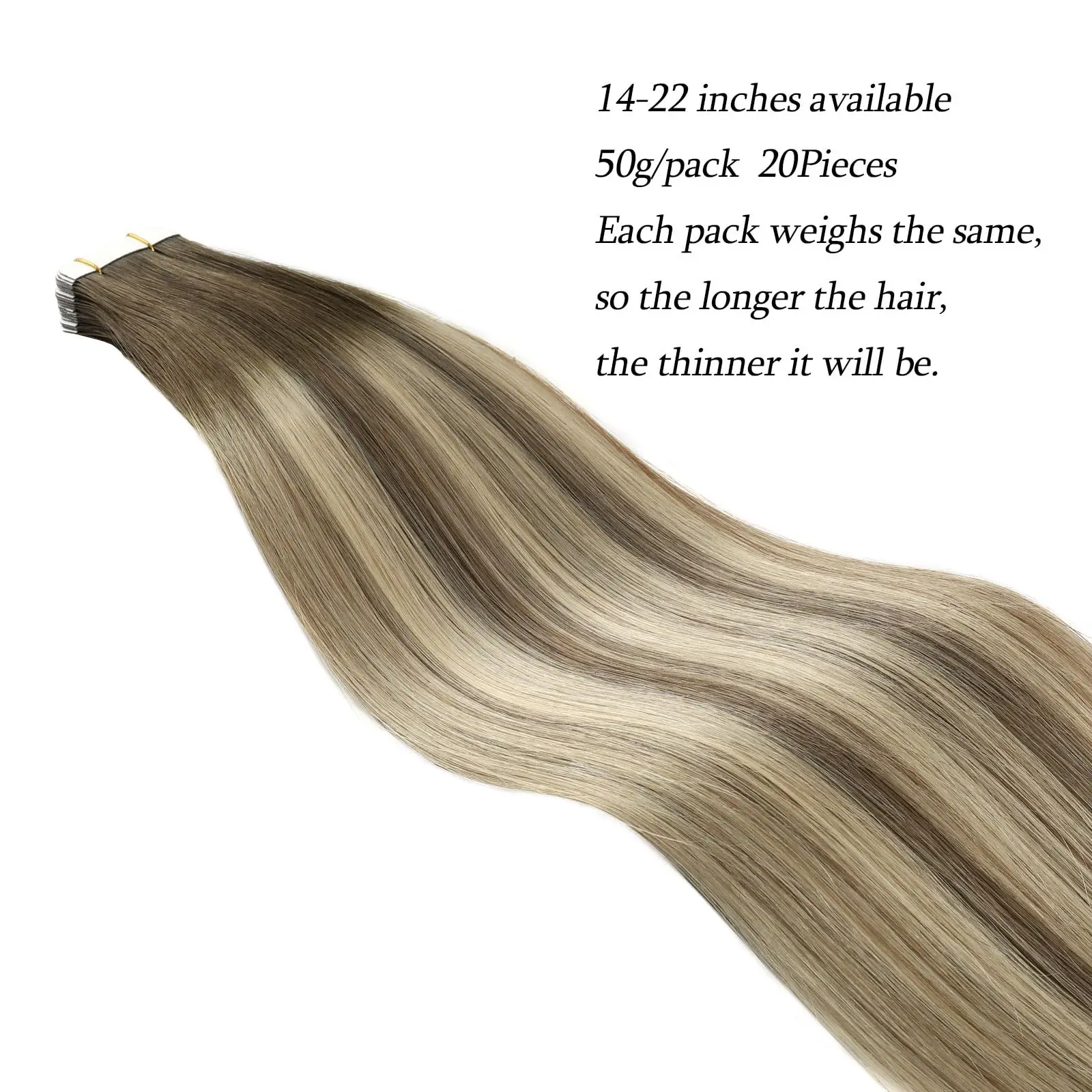 Sixstarhair 20 шт. лента для наращивания волос, человеческие волосы 50 г, 14/16/18/20/22 дюймов, лента для наращивания настоящих человеческих волос для женщин