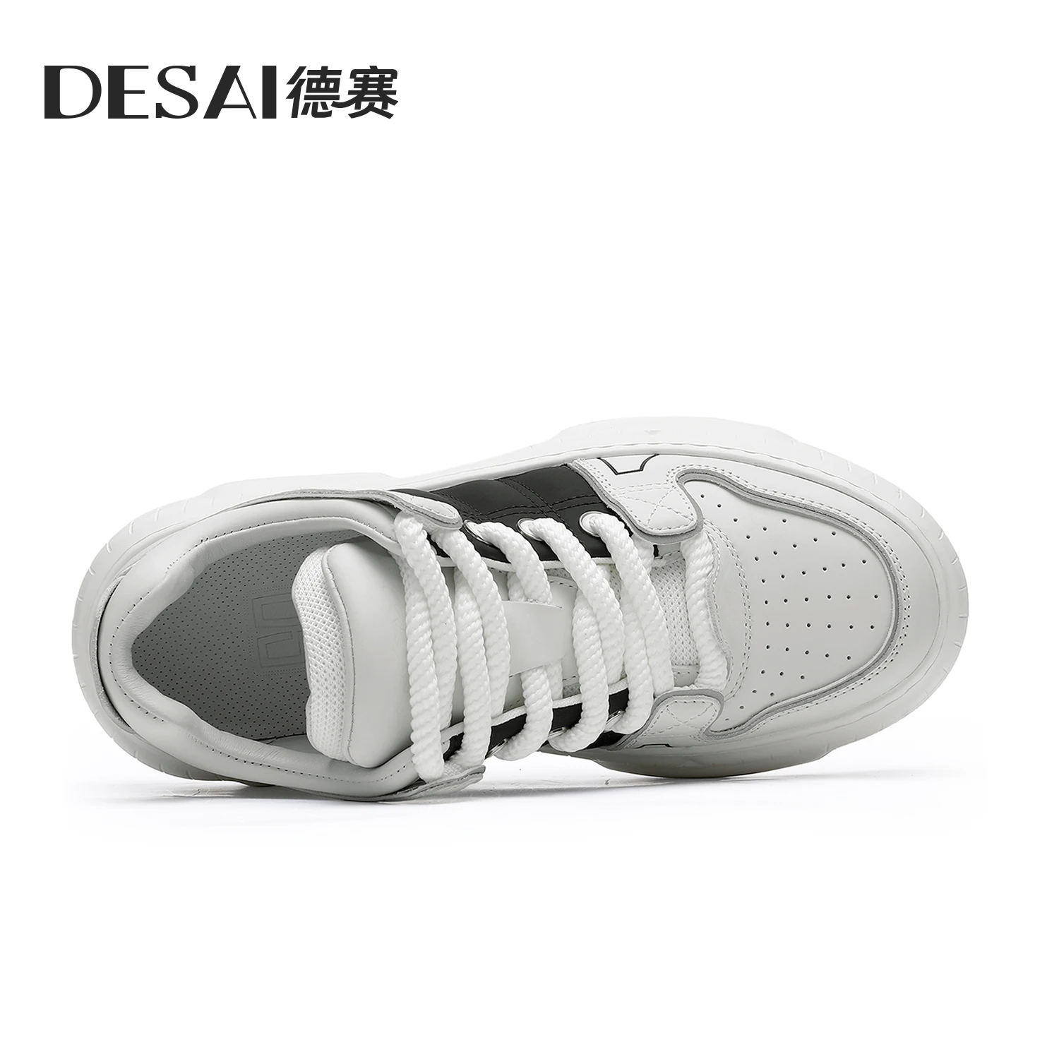 DESAI Casual Comfortable Running Shoes For Men Sneakers Thick Bottom Genuine Leather White Casual Spring Shoes Running 2023