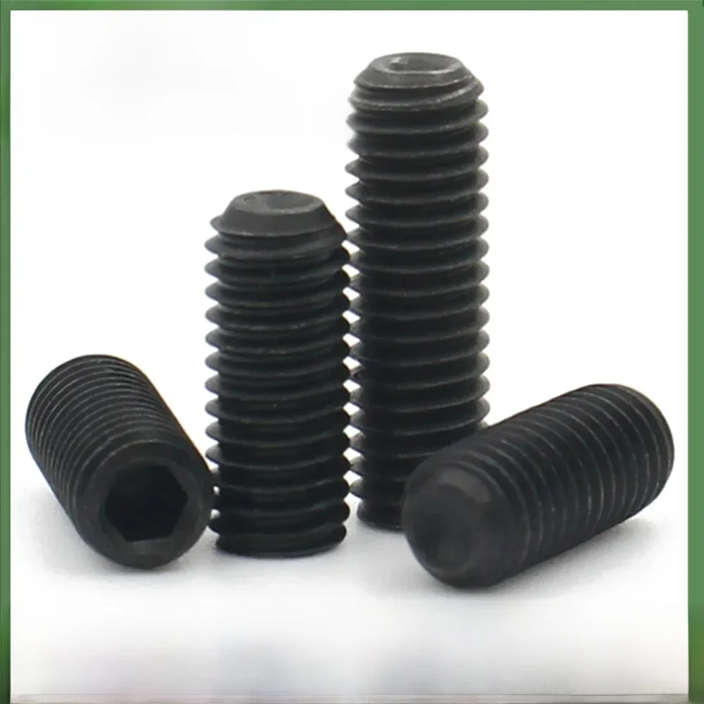 10 pièces noir Grade 12.9 acier au carbone M2 M2.5 M3 M4 M5 M6 M8 M10 vis à douille hexagonale vis de réglage de pointe de tasse sans tête