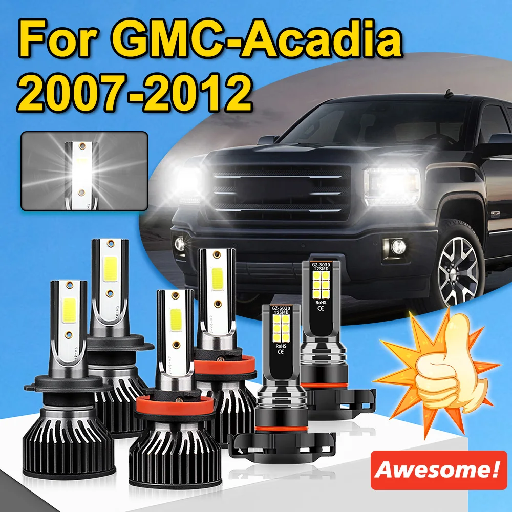 

4/6 шт. светодиодные фары дальнего и ближнего света 6000 К противотуманные фары для GMC-Acadia 2007 2008 2009 2010 2011 2012 аксессуары