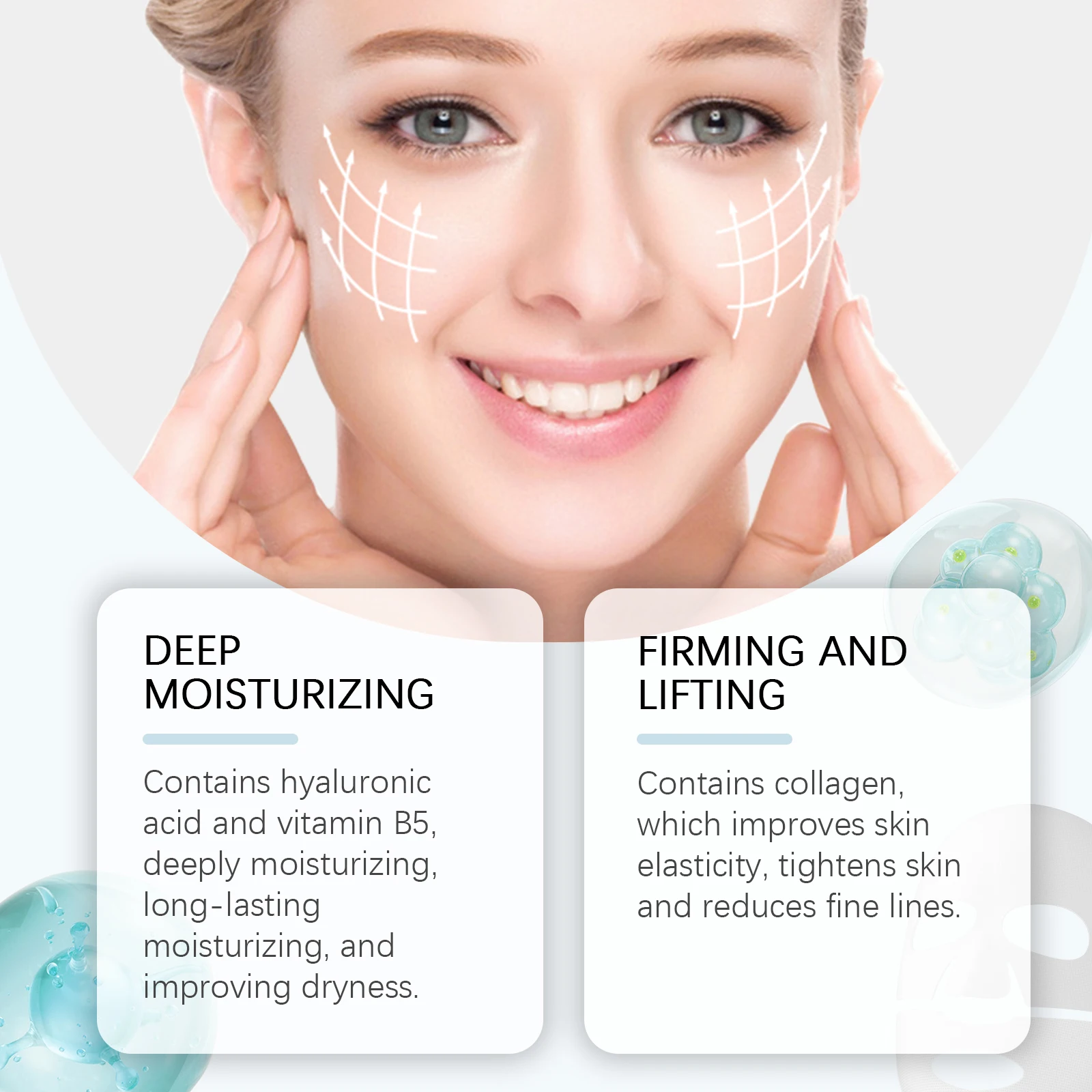Collagen B5 Hydrating Face Mask Improve Elasticity Firm Skin Reduce Fine Lines Deep Moisture Soothing Repair Long Lasting Hydration Facial Mask