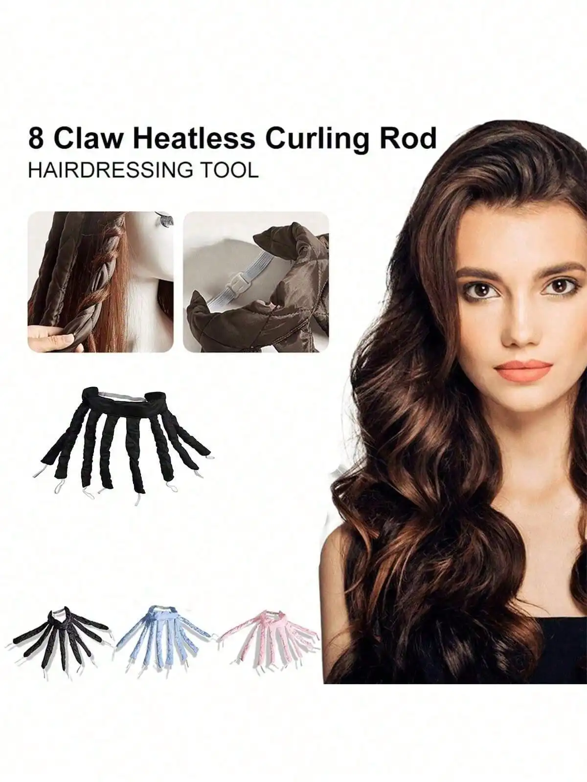 4-piece Hair Curling Set, Satin Heatless Curling Set, Hair Curlers, Headband Curlers and Hot Curlers, Includes Head Scarf，Use While Sleeping, High Rebound Rubber Filling, Soft and Durable