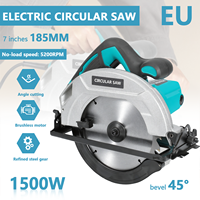 1200W 5200RPM Electric Power Circular Saw  Handheld Woodworking Saw,0 to 43° Bevel Angle, 150mm Saw Blade,64mm