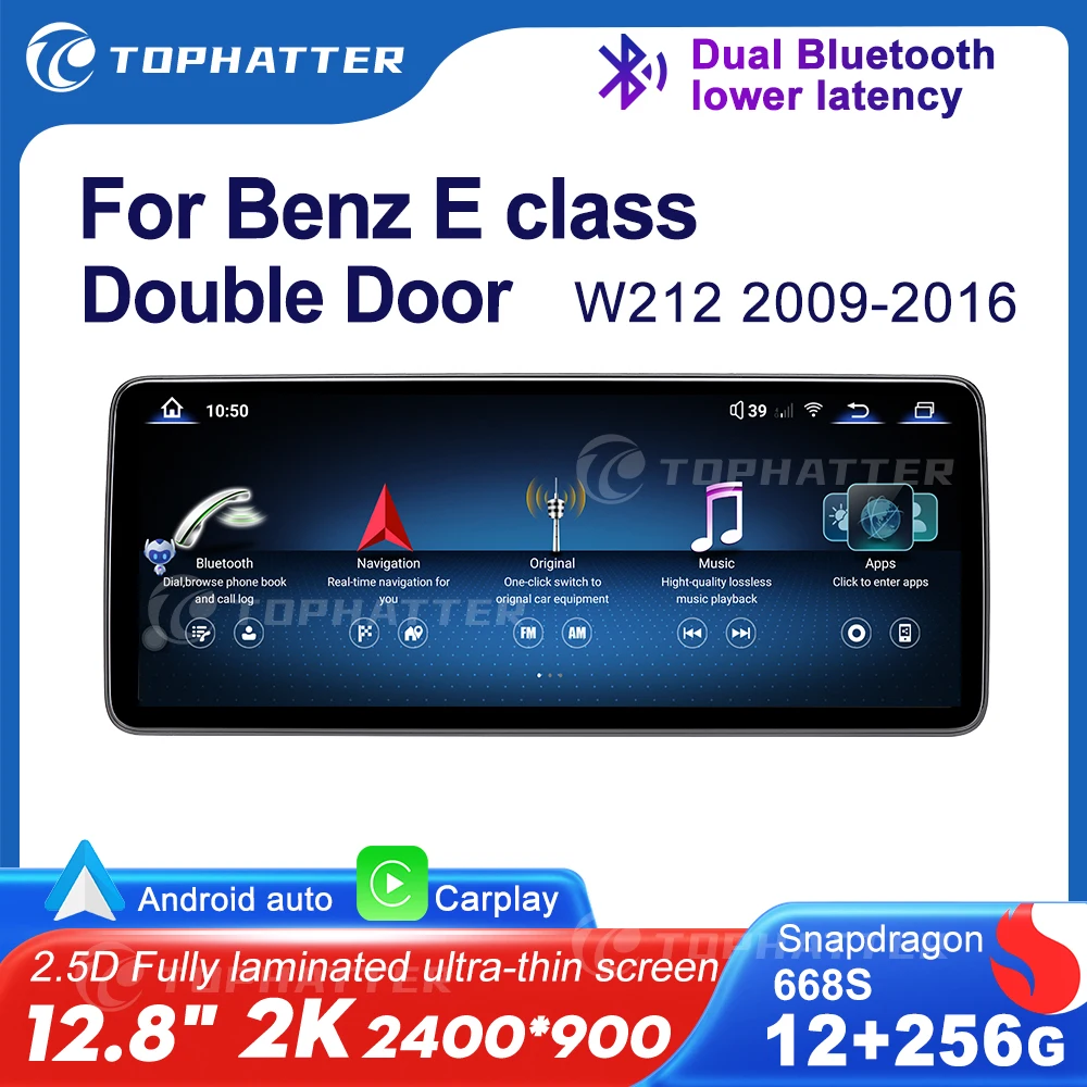 

12.8" 2.5D 2K Car radio For Mercedes Benz E Class Double Door W212 Android Wireless CarPlay Android Auto Multimedia Player Navi