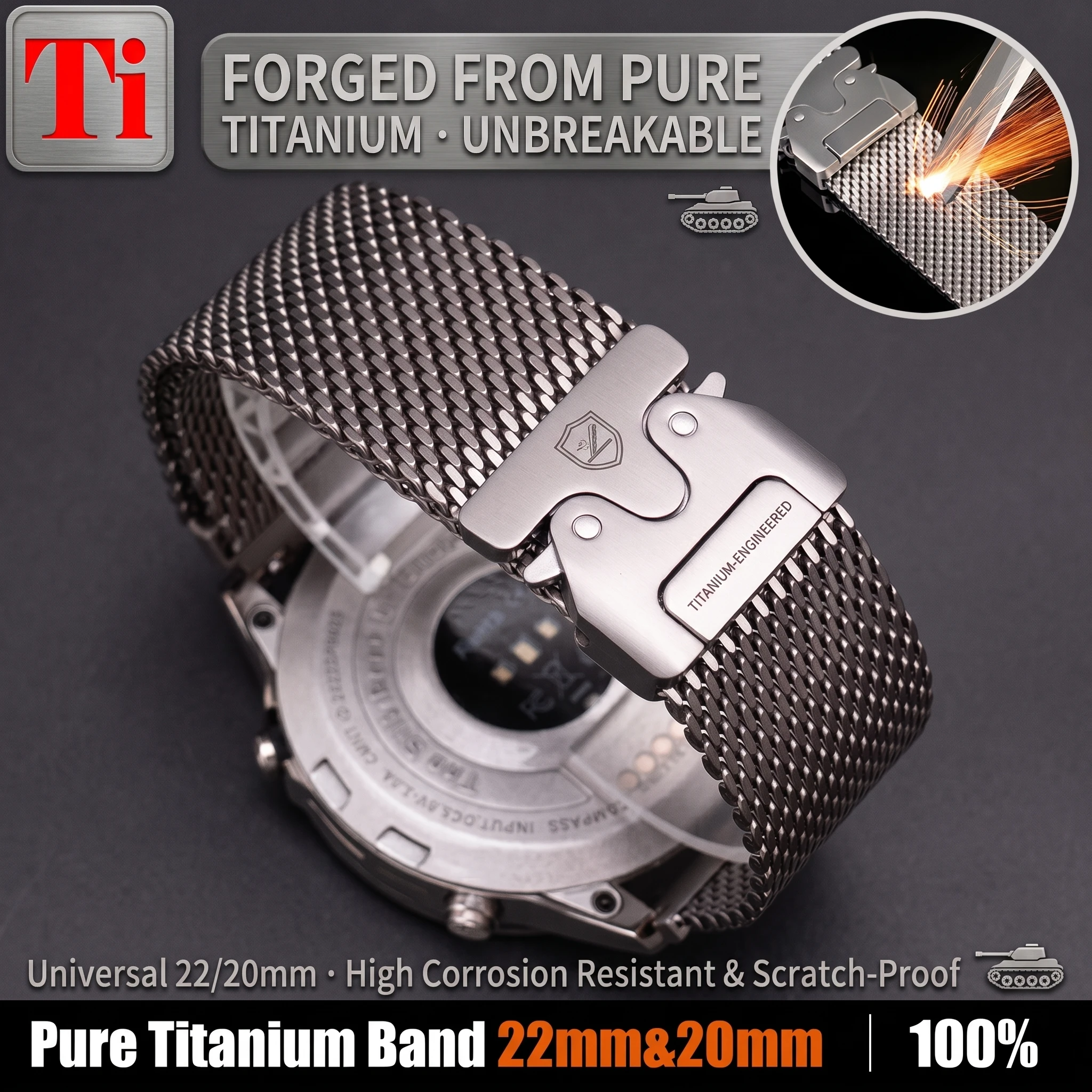 Pulseira de Titânio Puro de 20mm 22mm para Samsung Galaxy Watch 7/5 4/6 Classic Huawei GT 5 6 Pro, Pulseira de Substituição