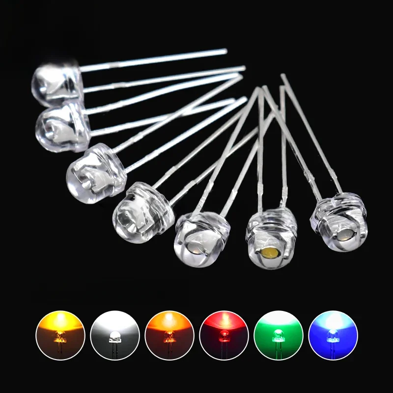 50 SZTUK 5mm Dioda LED w słomkowym kapeluszu Super jasna biel 0,3W 0,5W 0,75W F5 Dioda elektroluminescencyjna czerwona żółta zielona niebieska ciepła biel — zdjęcie 2