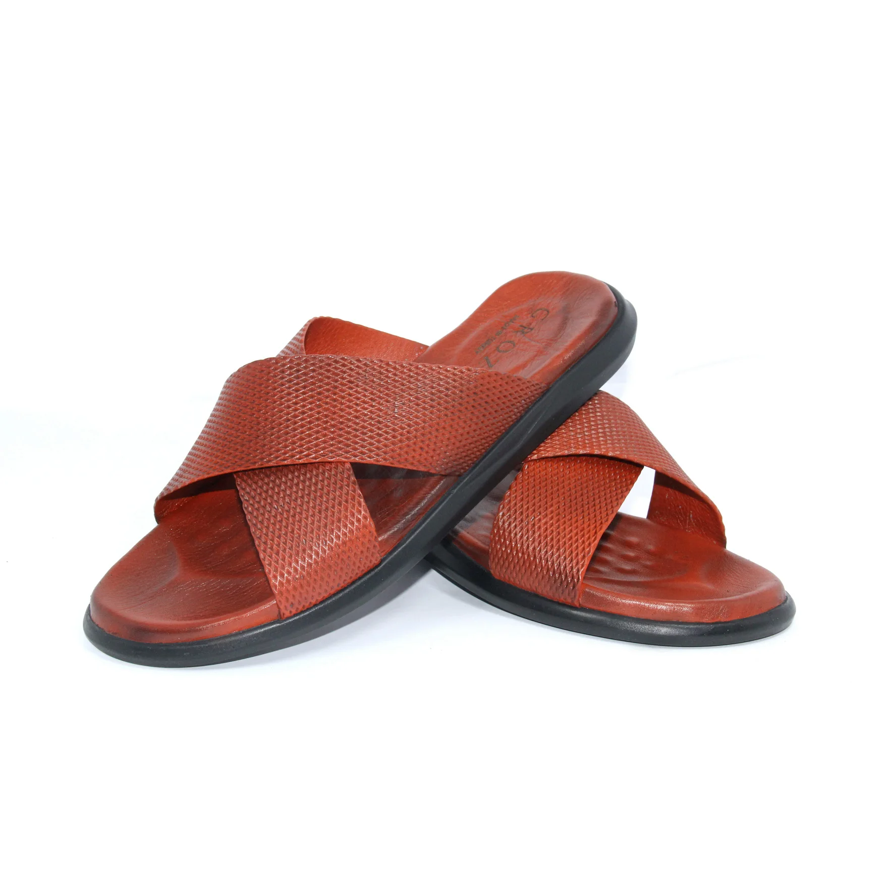 

GROZ Red Leather Slippers, Real Calfskin, Lightweight Sliders for Travelling Lightweight Outdoor Sandals, Summer Collection