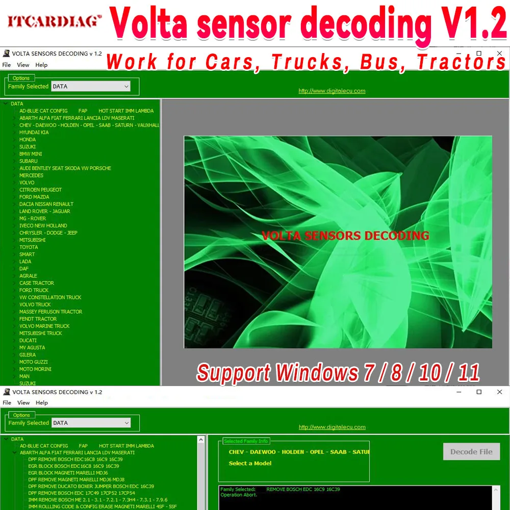 Volta sensor decoding V1.2 Car obd2 repair tool without limitation unblock,remove and reset eprom,eeprom,flash..Chip Tuning tool