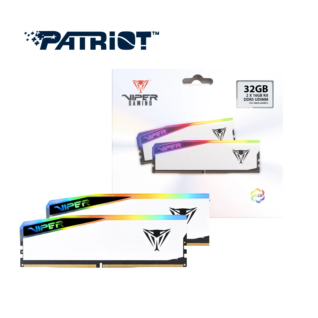 Patriots DDR5 32G/64G PC5-49600 CL42 Elite 5 RGB 6200MHz (16G * 2)(32*2) DDR5 MEMORY Dual Package FININPO (built-in Hynix Chip)