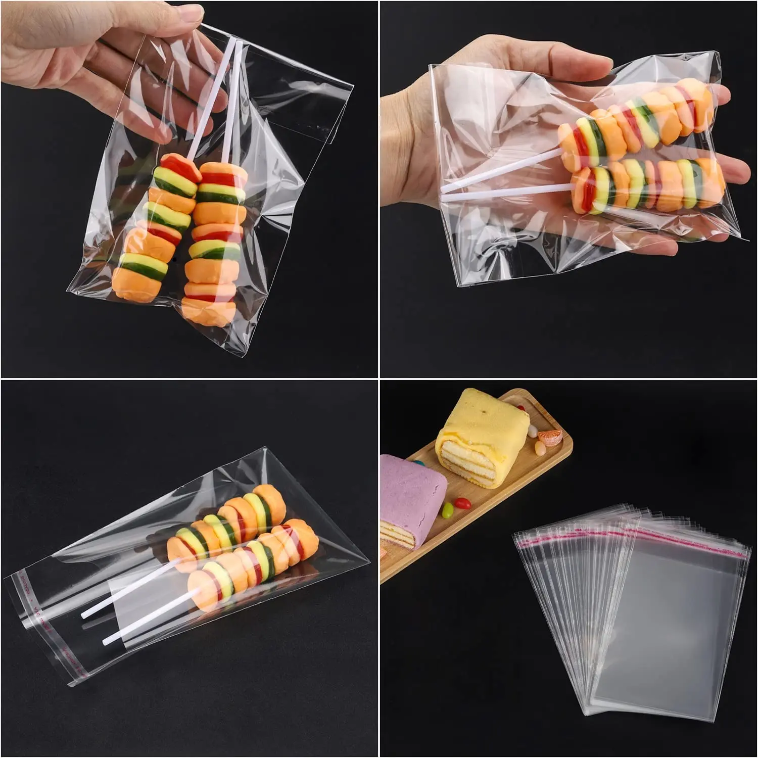 100pcs4x6-16x16cm Wholesale Various Models Resealable Poly Bag Transparent  Plastic Bags Self Adhesive Seal Jewellery Making Bag