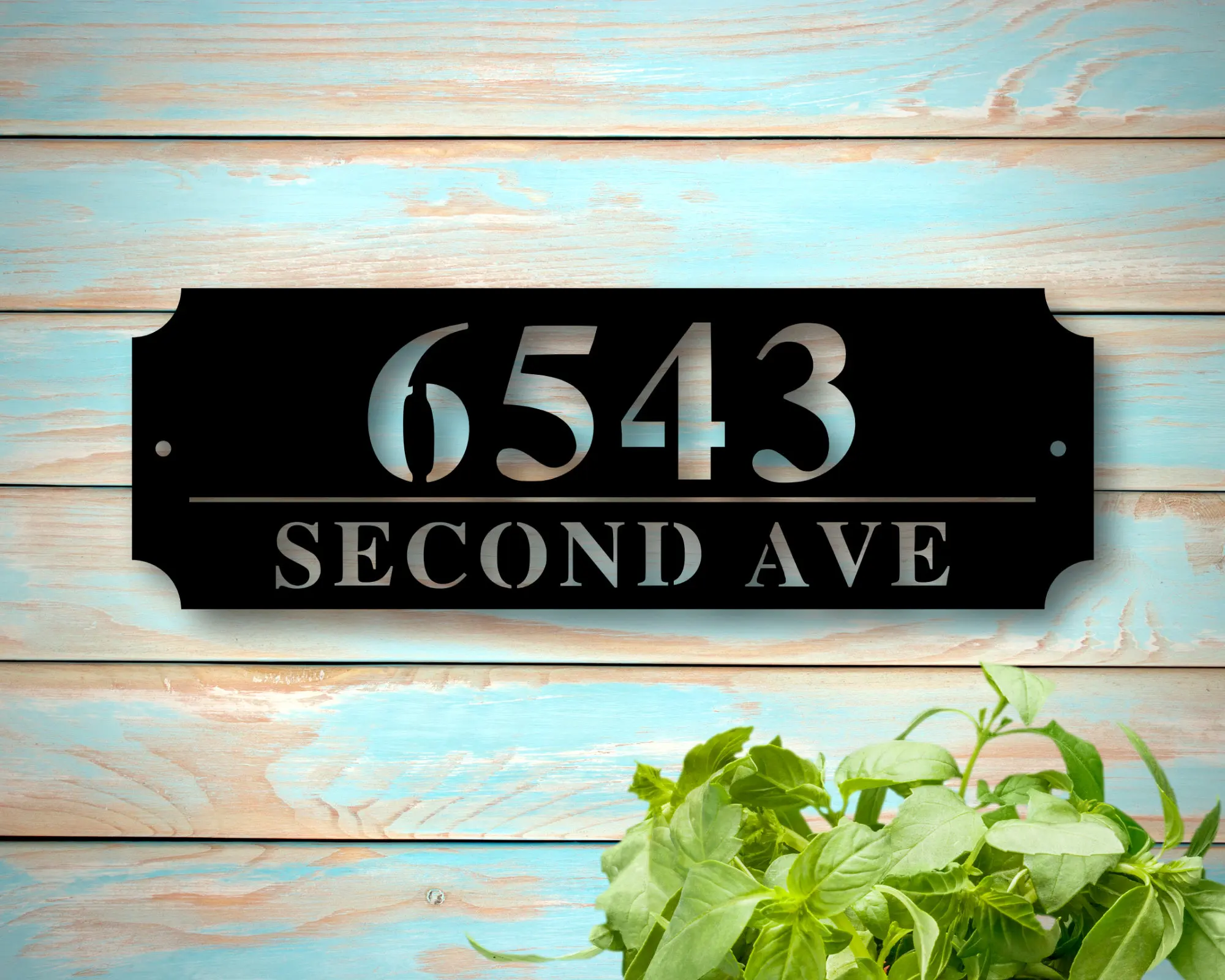 House Sign Personalised Laser Cut Acrylic Modern Anti-UV Outdoor Street House Number Family Name Plaque Matte Black 360 x 175mm