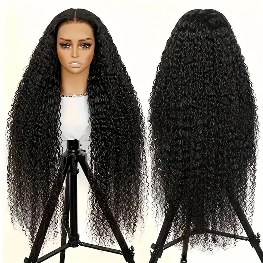 Perucas de Cabelo Humano com Renda Frontal 13x6 Jerry Curly Wave HD de 40 a 42 Polegadas, 13x4 Curly Wave, Densidade 250 para Mulheres