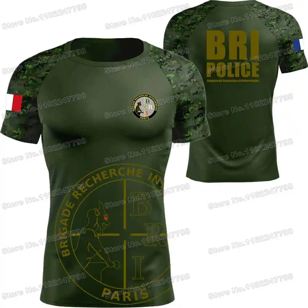 2023 France Research and Intervention Brigade T Shirt French National Police BRI Outdoor Shirts fitness Clothing Training Tops